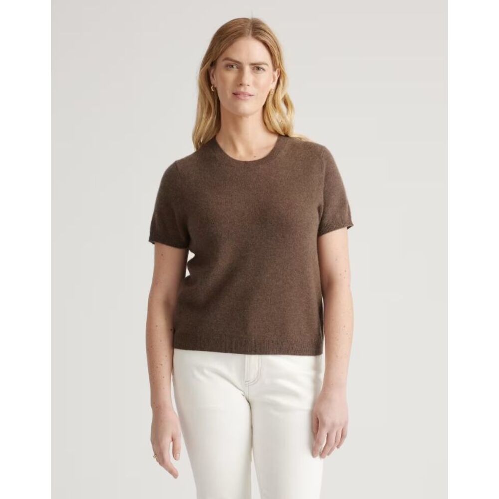 Quince Women Mongolian Cashmere Tee Sleeved Top Brown M